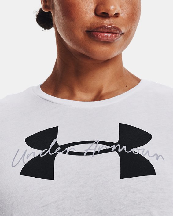 Women's UA Logo Script T-Shirt, White, pdpMainDesktop image number 3